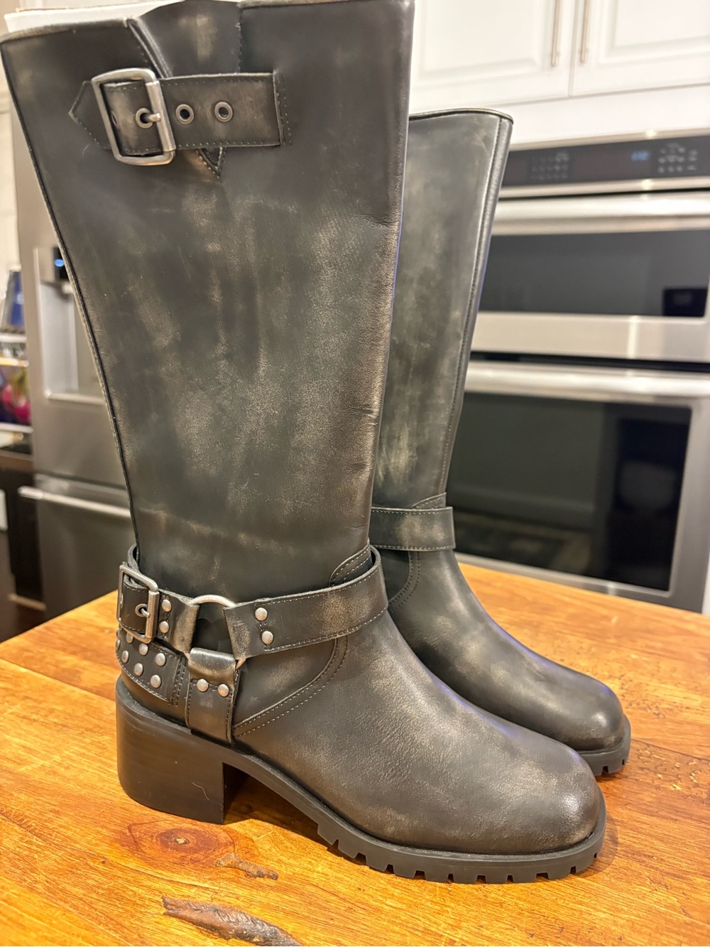 Lisa Vicky Classic Black Leather Mid-Calf Women's Riding Boots - Picture 3 of 7
